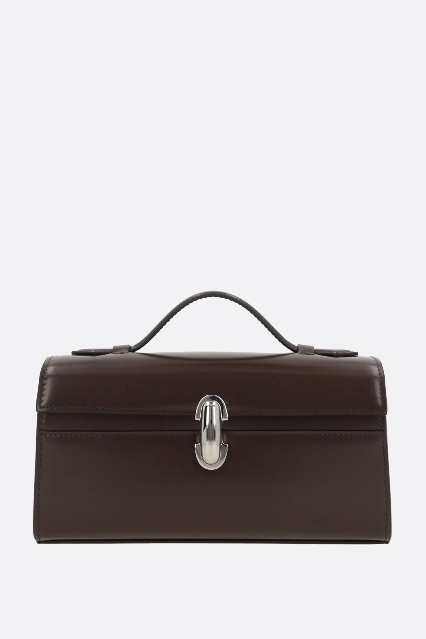Borse A Mano>SAVETTE borsa a mano Symmetry Pochette in pelle spazzolata Marrone