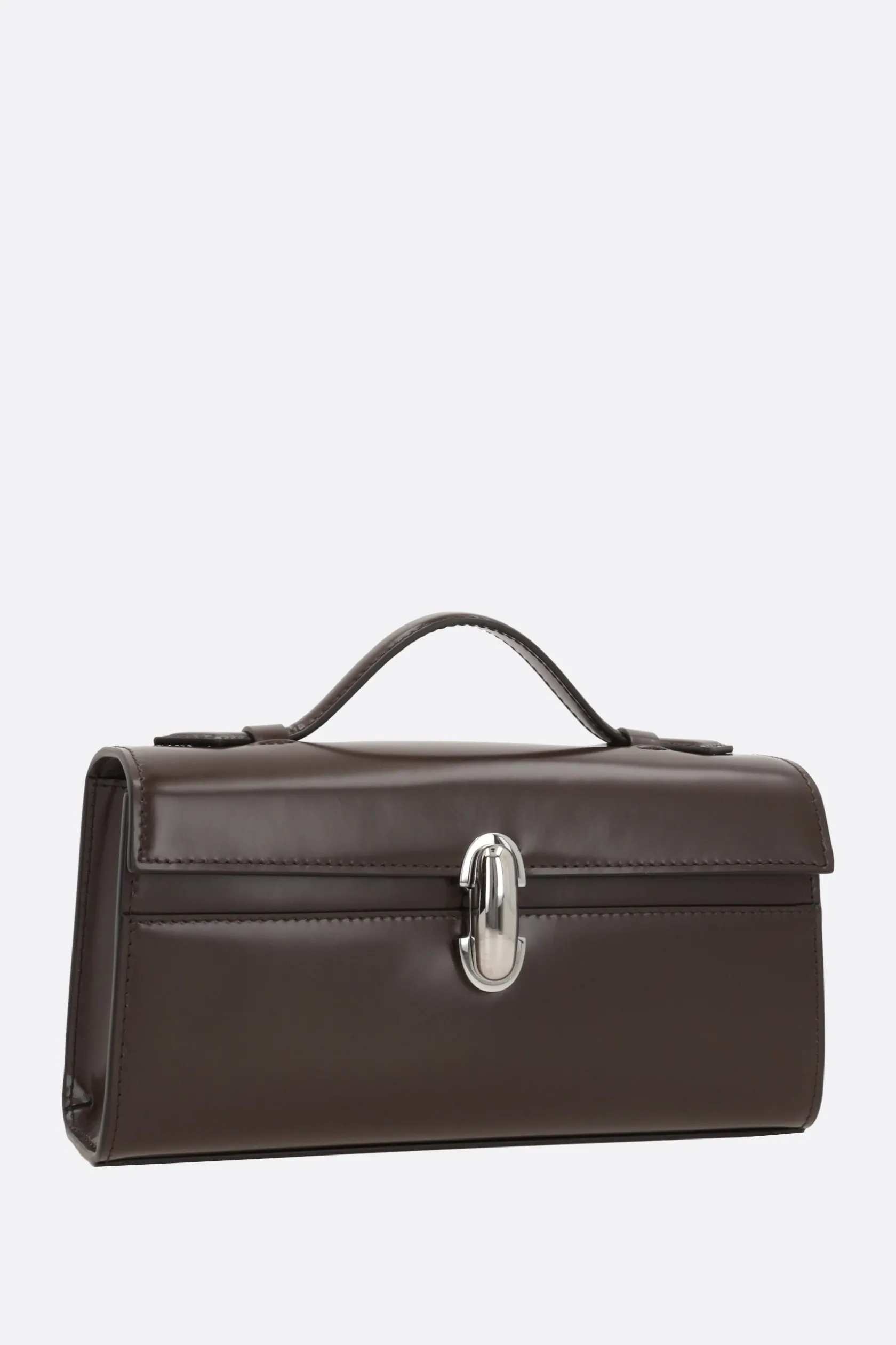 Borse A Mano>SAVETTE borsa a mano Symmetry Pochette in pelle spazzolata Marrone