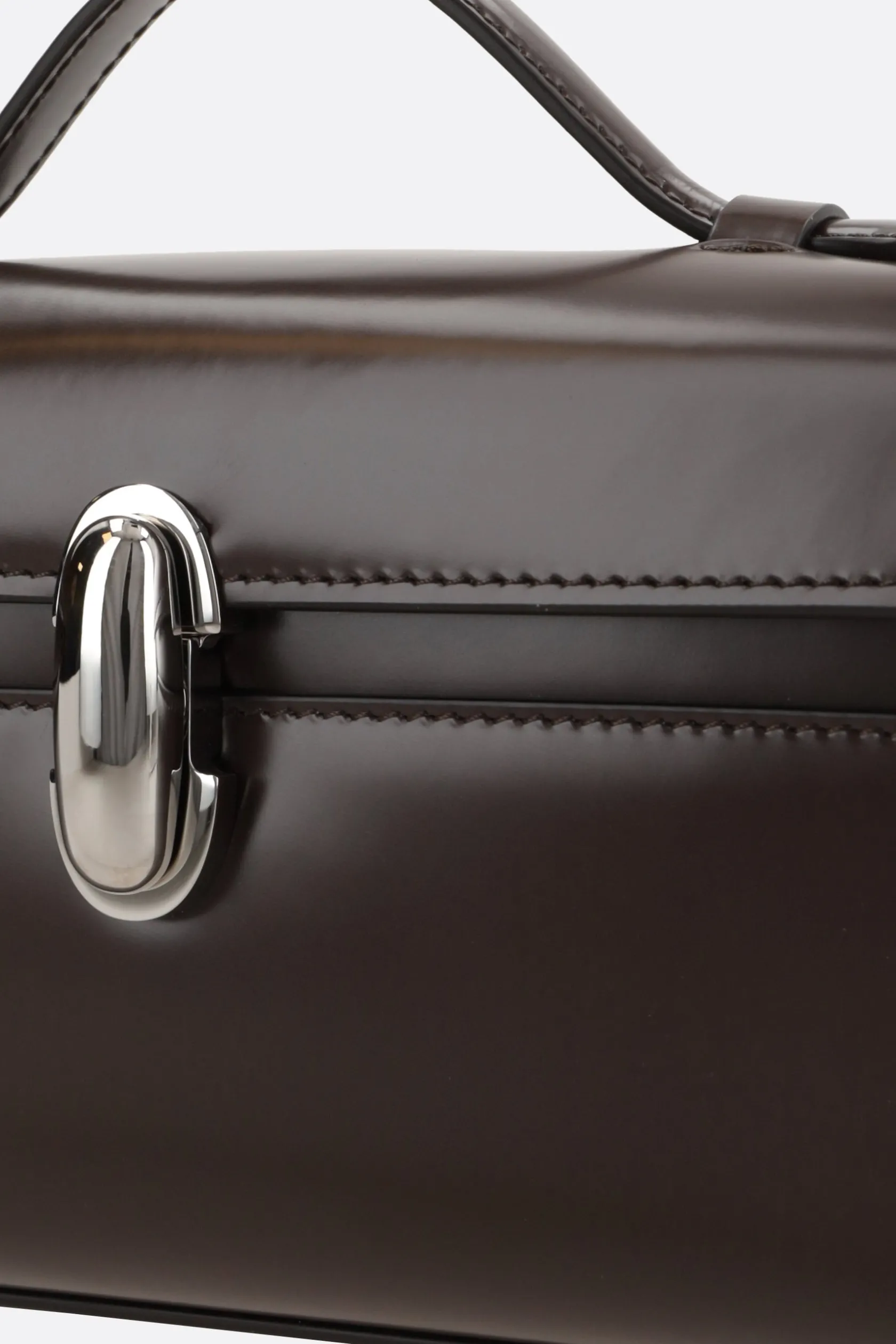 Borse A Mano>SAVETTE borsa a mano Symmetry Pochette in pelle spazzolata Marrone