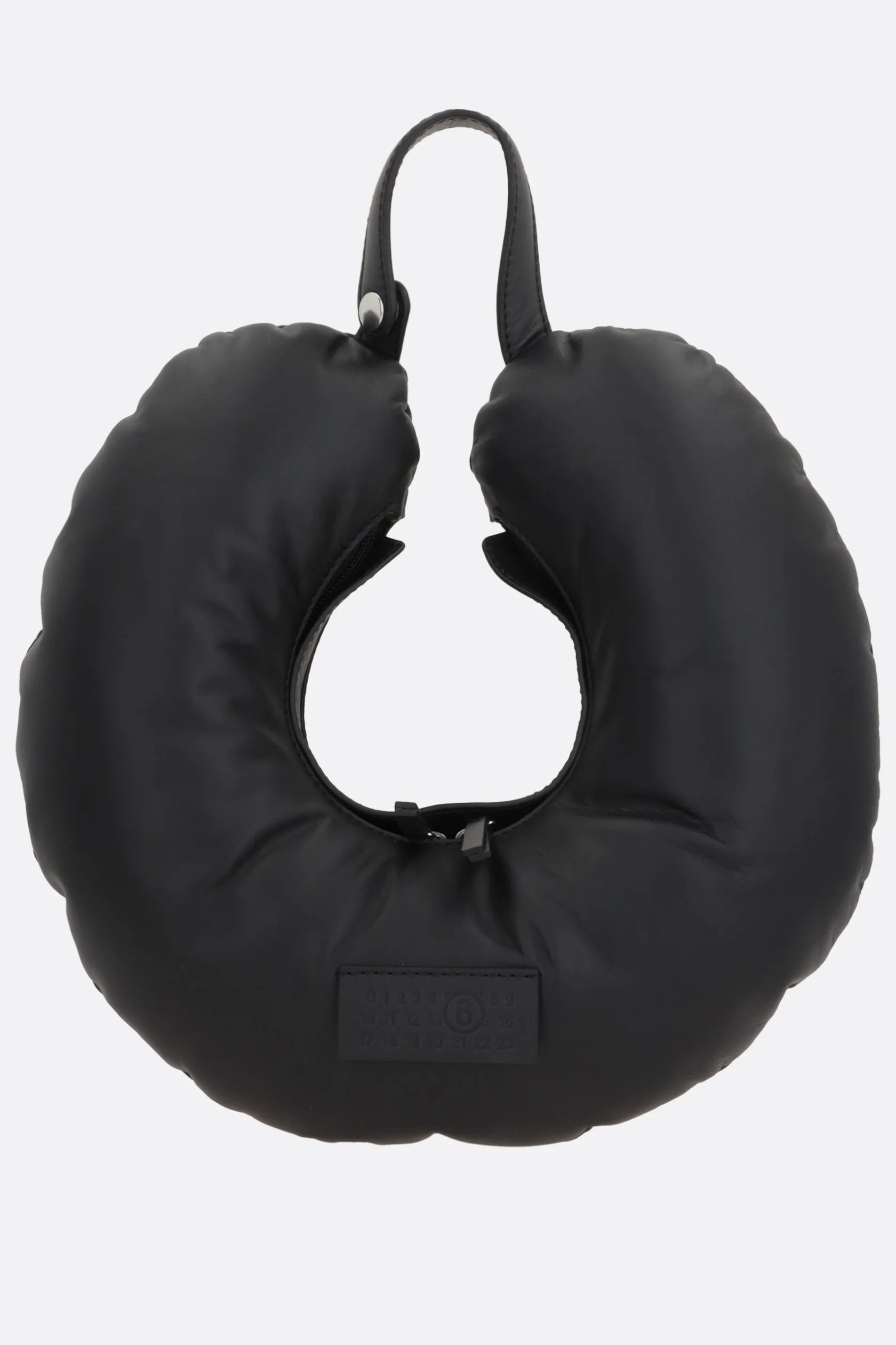 Borse A Mano>MM6 borsa a mano Travel Pillow in pelle liscia Nero