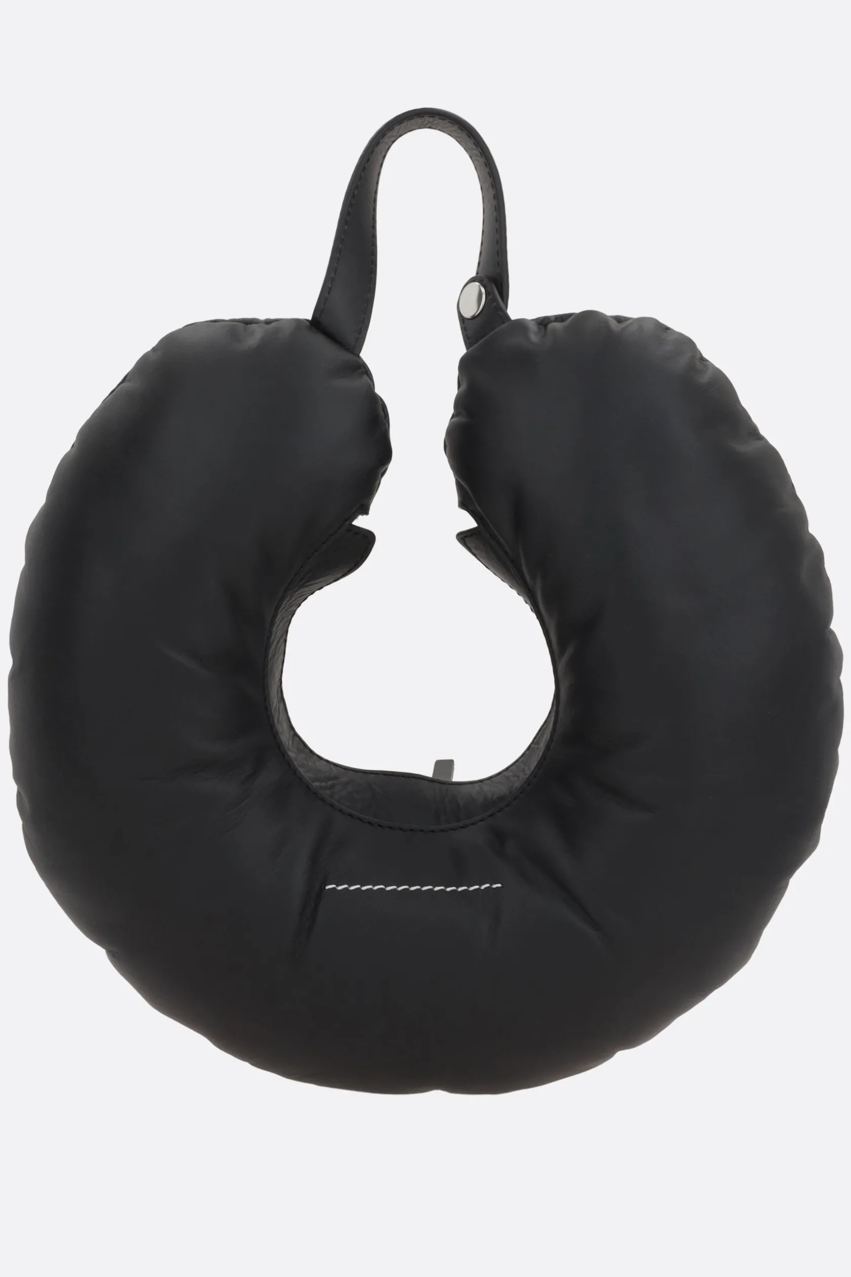 Borse A Mano>MM6 borsa a mano Travel Pillow in pelle liscia Nero