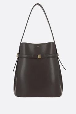 Borse A Mano>TOTEME borsa a secchiello Belted in pelle texturizzata Marrone