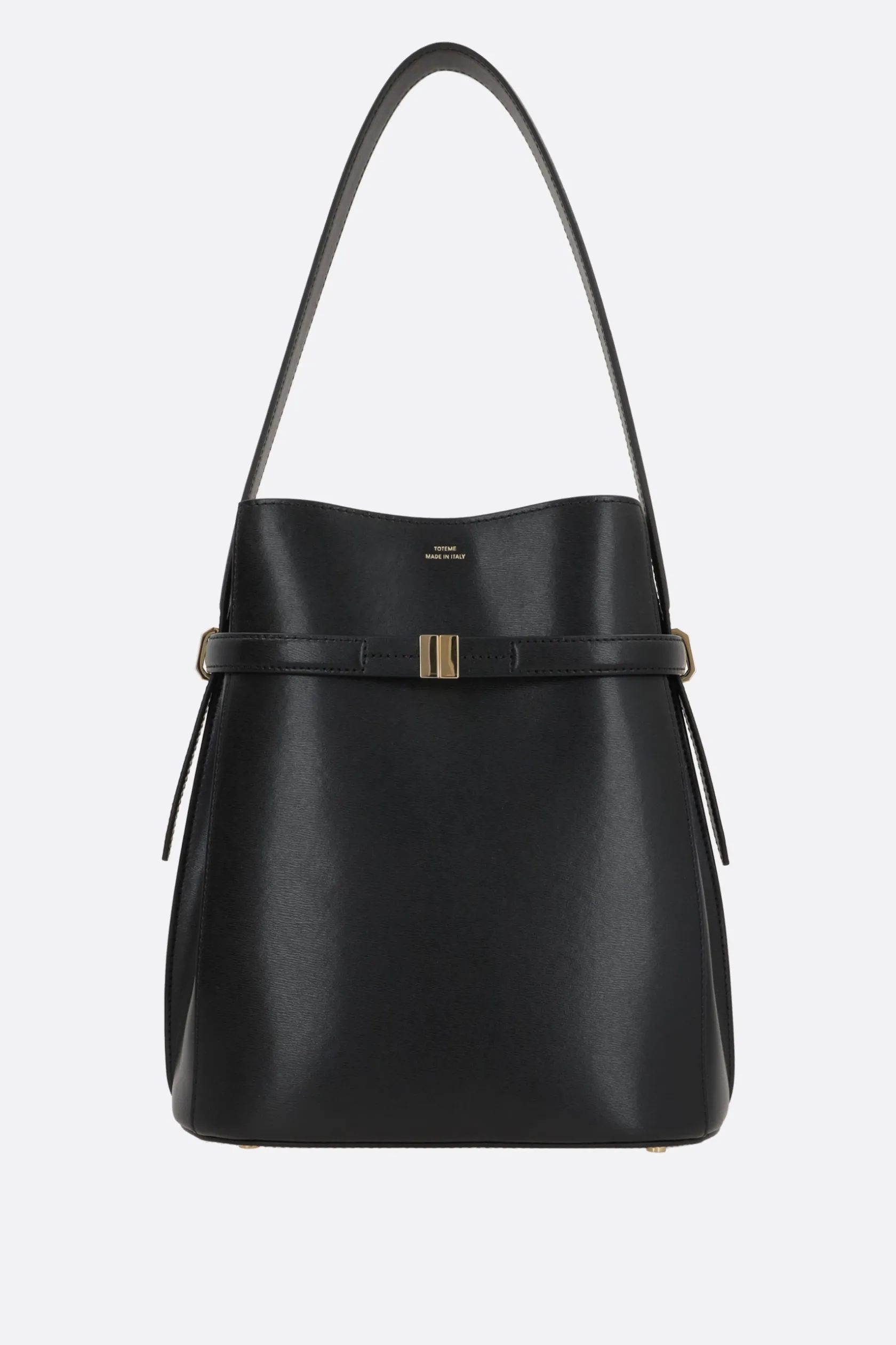 Borse A Mano>TOTEME borsa a secchiello Belted in pelle texturizzata Nero
