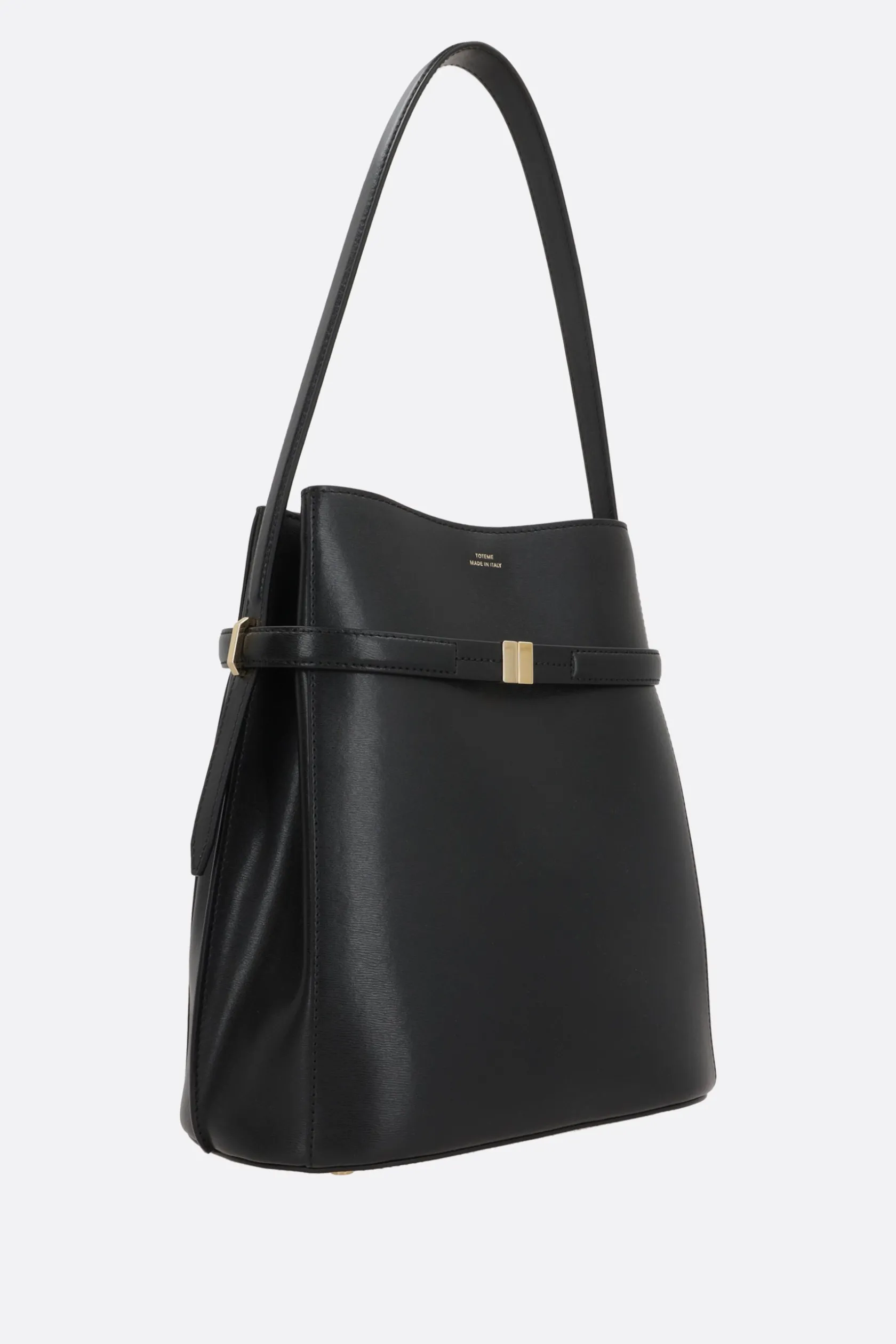 Borse A Mano>TOTEME borsa a secchiello Belted in pelle texturizzata Nero