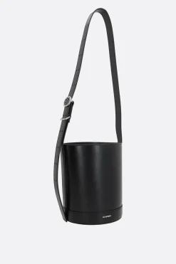Borse A Tracolla>JIL SANDER borsa a secchiello Cannolo in pelle liscia Nero