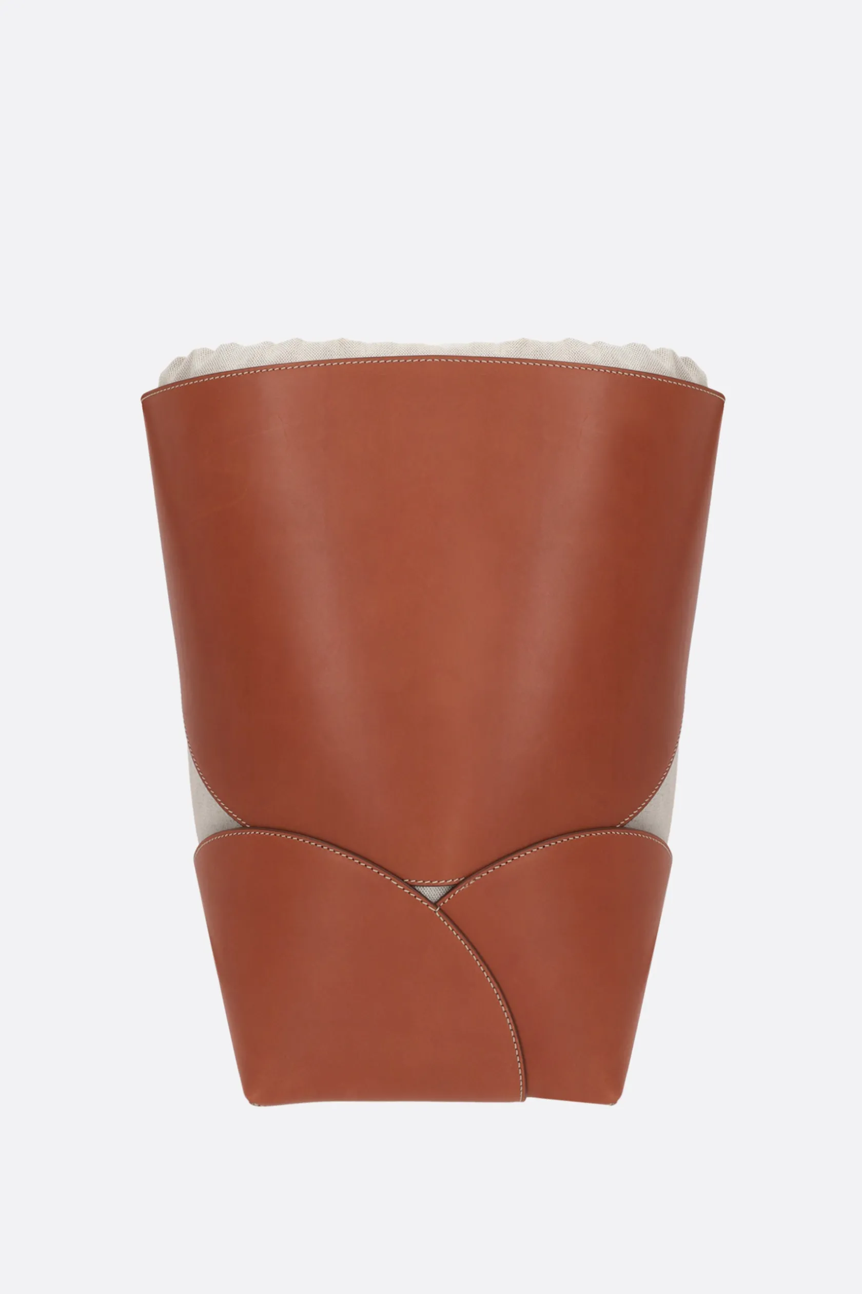 Borse A Tracolla>JIL SANDER borsa a secchiello Curve media in pelle liscia e canvas Marrone