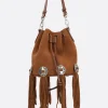 Borse A Mano>HTC LOS ANGELES borsa a secchiello Janis in suede Marrone