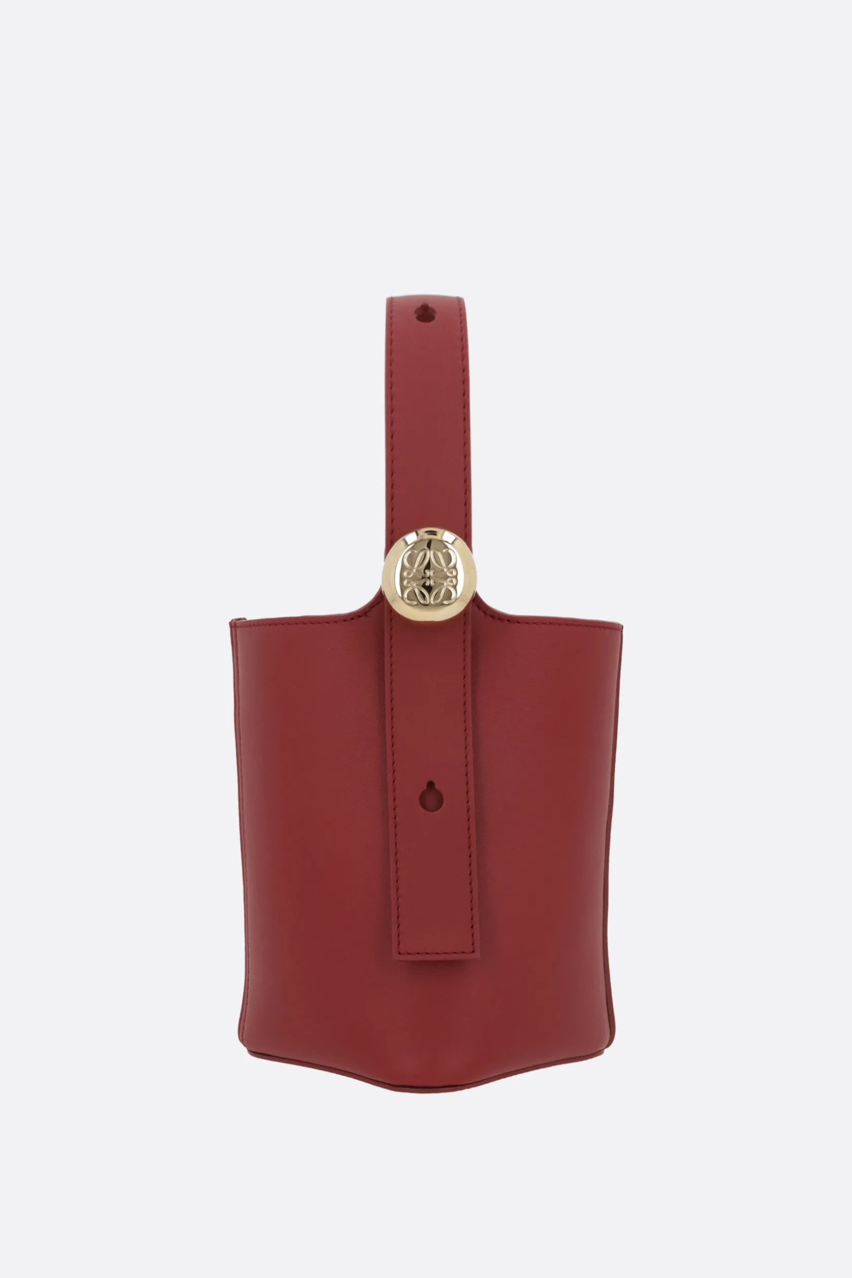 Borse A Mano>LOEWE borsa a secchiello Pebble mini in pelle liscia Rosso