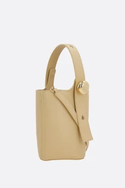 Borse A Mano>LOEWE borsa a secchiello Pebble mini in pelle liscia Neutro