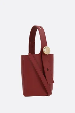 Borse A Mano>LOEWE borsa a secchiello Pebble mini in pelle liscia Rosso