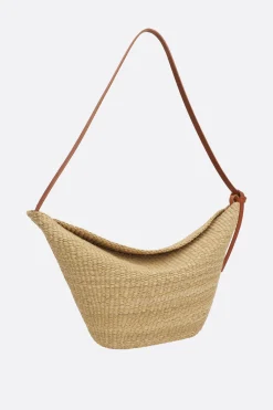 Borse A Mano>INES BRESSAND borsa a spalla Croissant media in fibra naturale Marrone