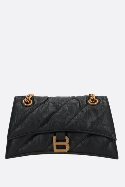 Borse A Tracolla>BALENCIAGA borsa a spalla Crush small in pelle matelassé Nero