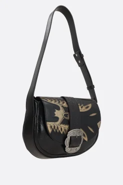 Borse A Tracolla>HTC LOS ANGELES borsa a spalla Joan Boots in pelle craquelé Nero