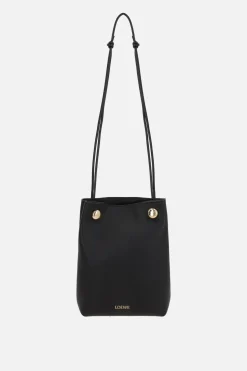 Borse A Tracolla>LOEWE borsa a tracolla Pebble in pelle liscia Nero