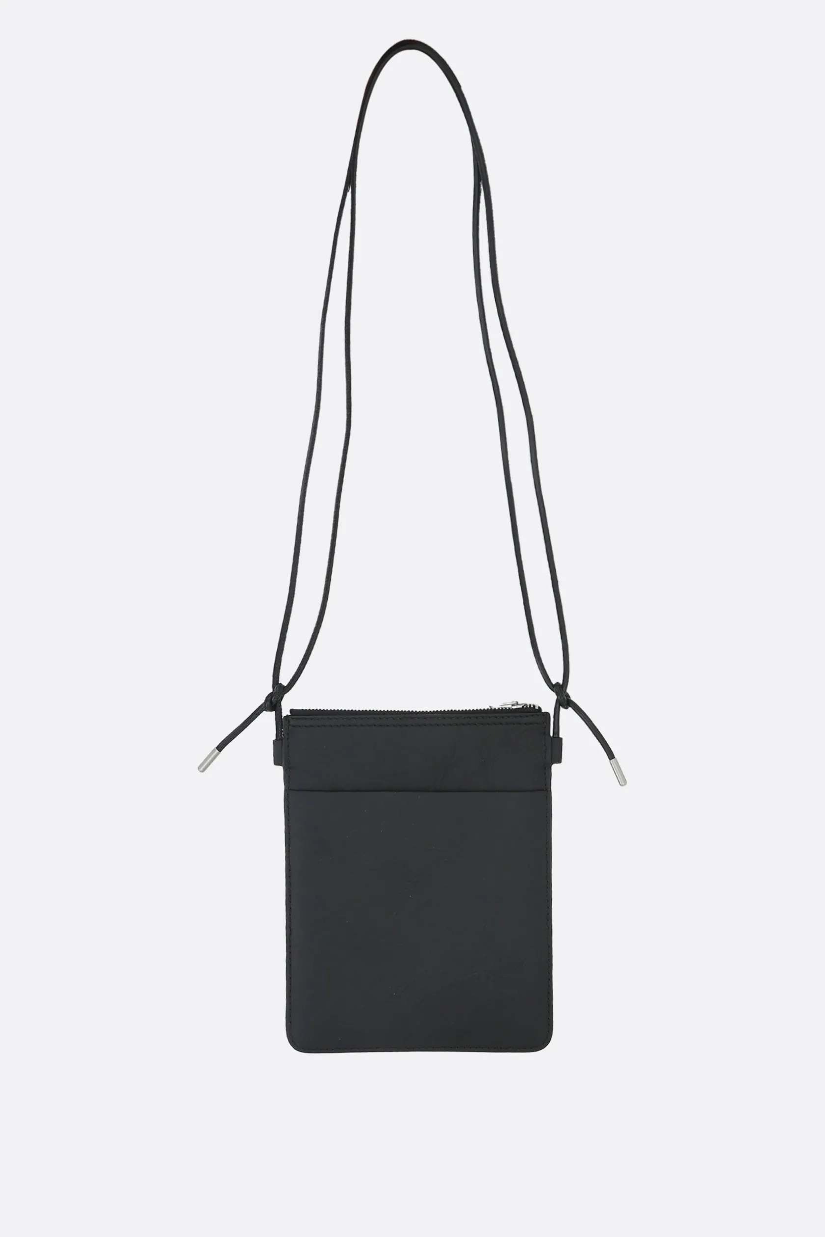 Borse A Tracolla>Y-3 borsa a tracolla in pelle con pieghe Nero