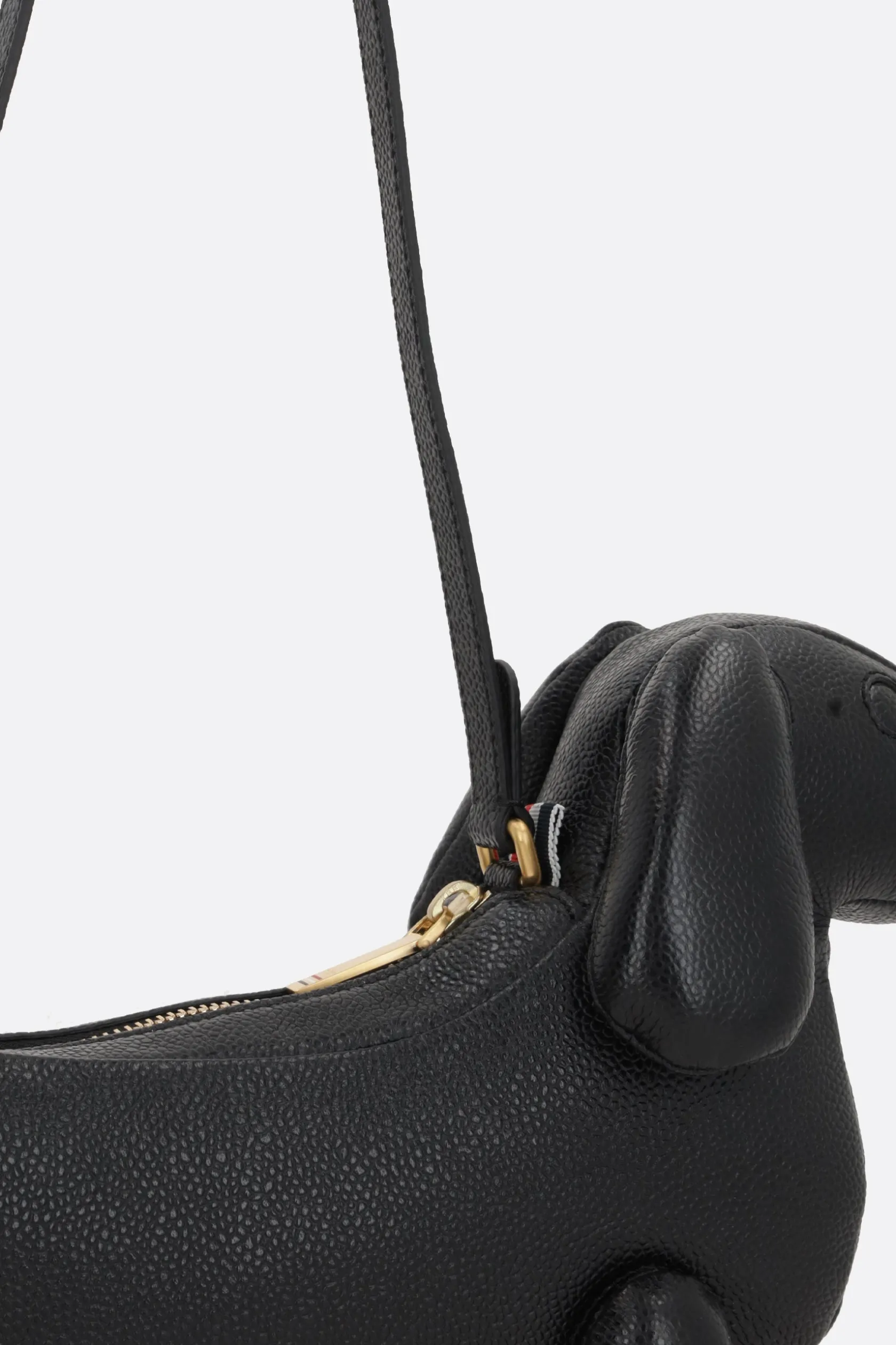 Borse A Tracolla>THOM BROWNE borsa Hector Baguette in pelle Pebble Grain Nero