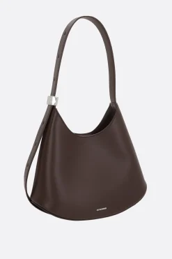 Borse A Tracolla>JIL SANDER borsa hobo Eldorado media in pelle liscia Marrone
