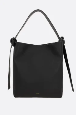 Borse A Tracolla>JIL SANDER borsa hobo Knot media in pelle liscia Nero