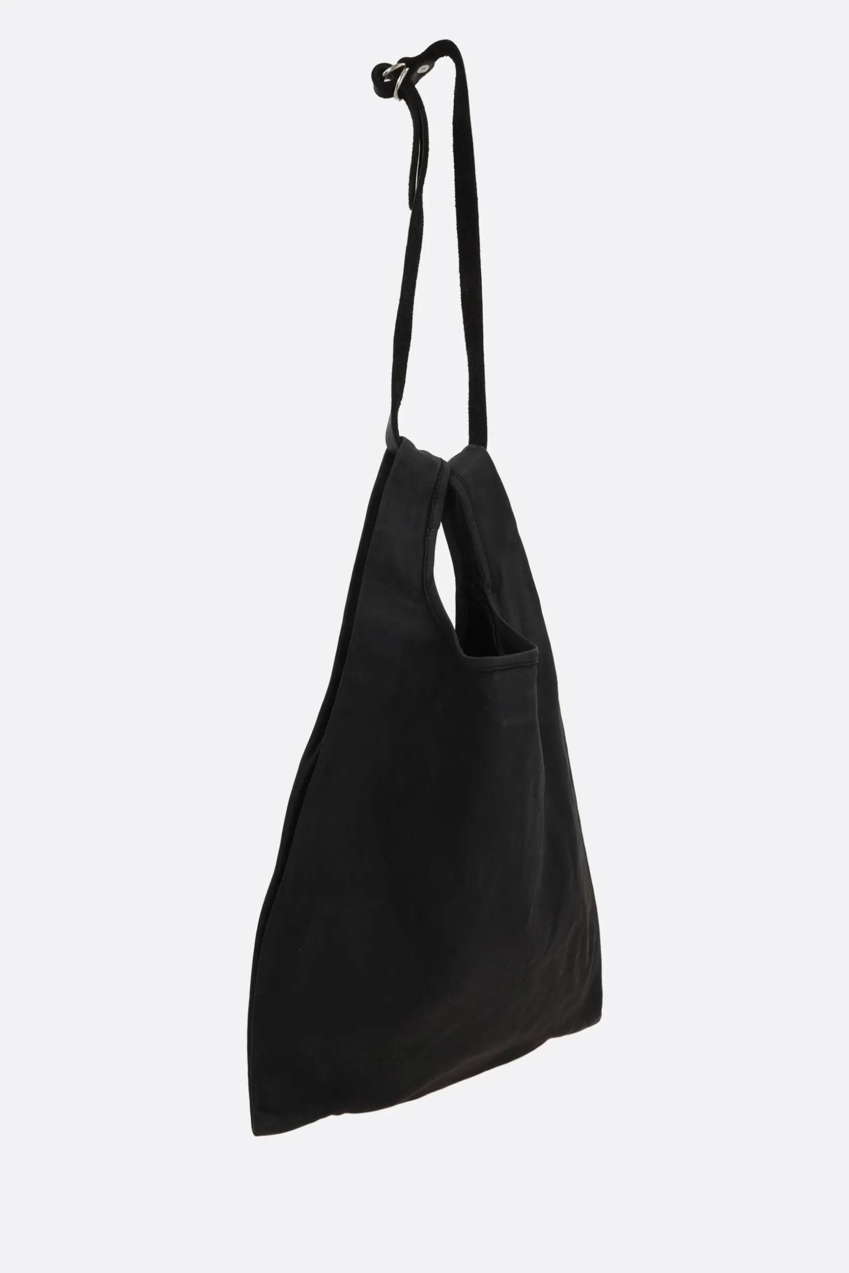 Borse A Mano>GUIDI borsa shopping media in pelle martellata Nero