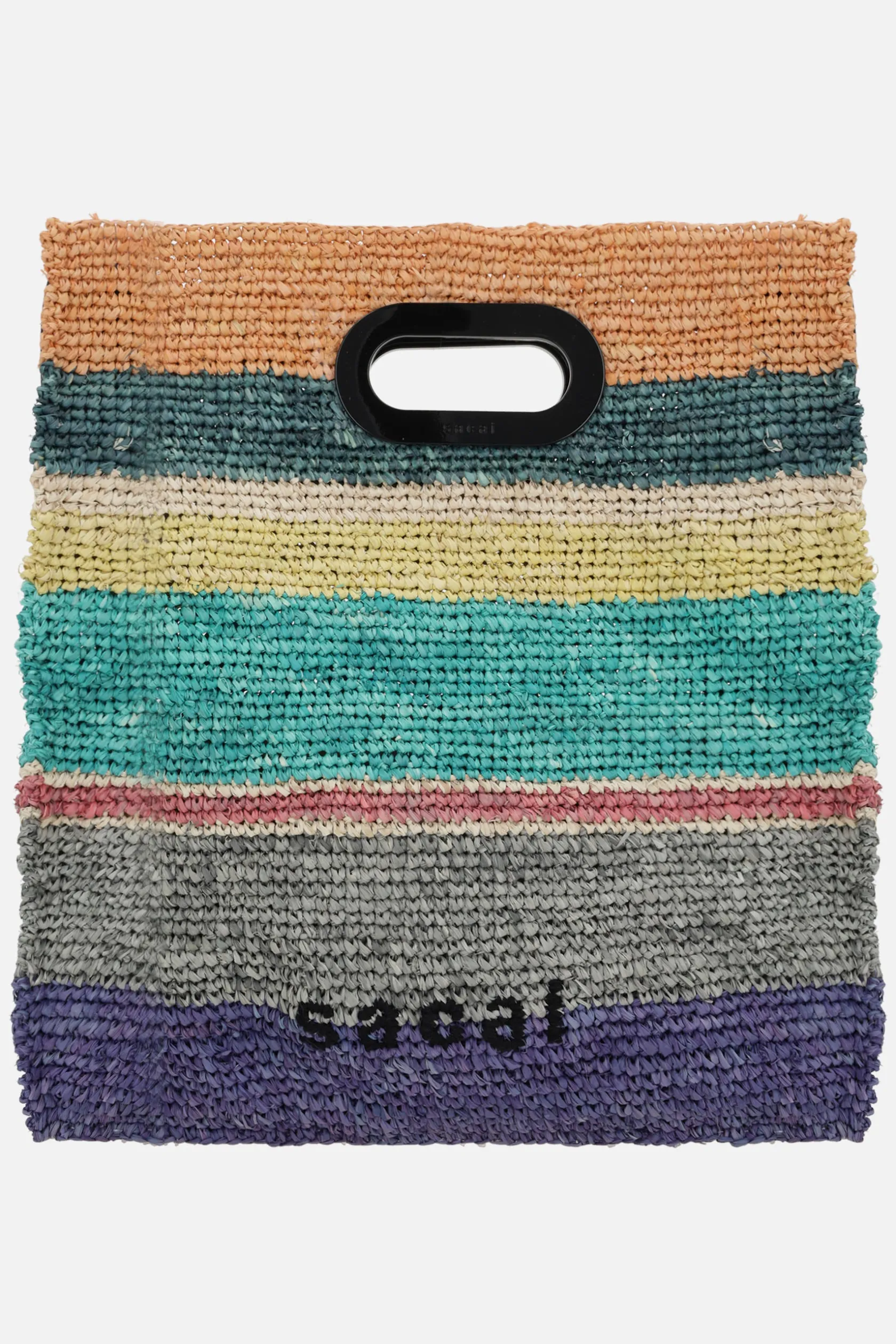 Borse A Mano>SACAI borsa shopping media in rafia Multicolor