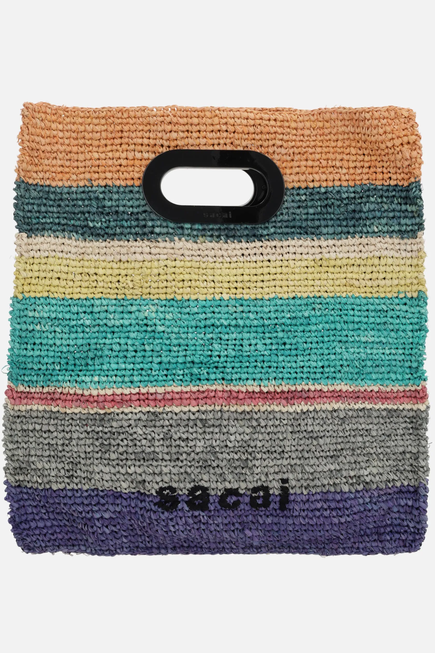 Borse A Mano>SACAI borsa shopping media in rafia Multicolor