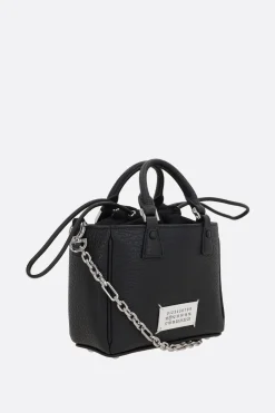 Borse A Mano>MAISON MARGIELA borsa tote 5AC in pelle martellata Nero