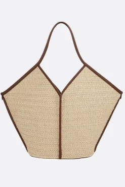 Borse A Mano>HEREU borsa tote Calella in rafia Marrone