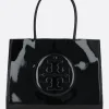 Borse A Tracolla>TORY BURCH borsa tote Ella Bio small in ecopelle verniciata Nero