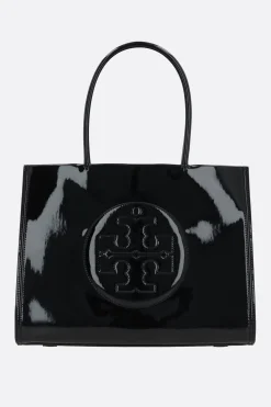 Borse A Tracolla>TORY BURCH borsa tote Ella Bio small in ecopelle verniciata Nero