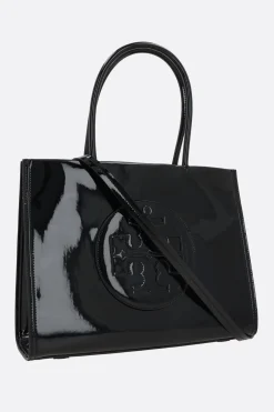 Borse A Tracolla>TORY BURCH borsa tote Ella Bio small in ecopelle verniciata Nero