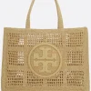 Borse A Mano>TORY BURCH borsa tote Ella large in rafia Neutro