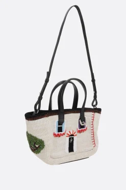 Borse A Mano>JW ANDERSON borsa tote House Belt mini in maglia Bianco