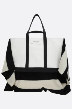 Borse A Mano>UNDERCOVER borsa tote in canvas con inserto in maglia Nero