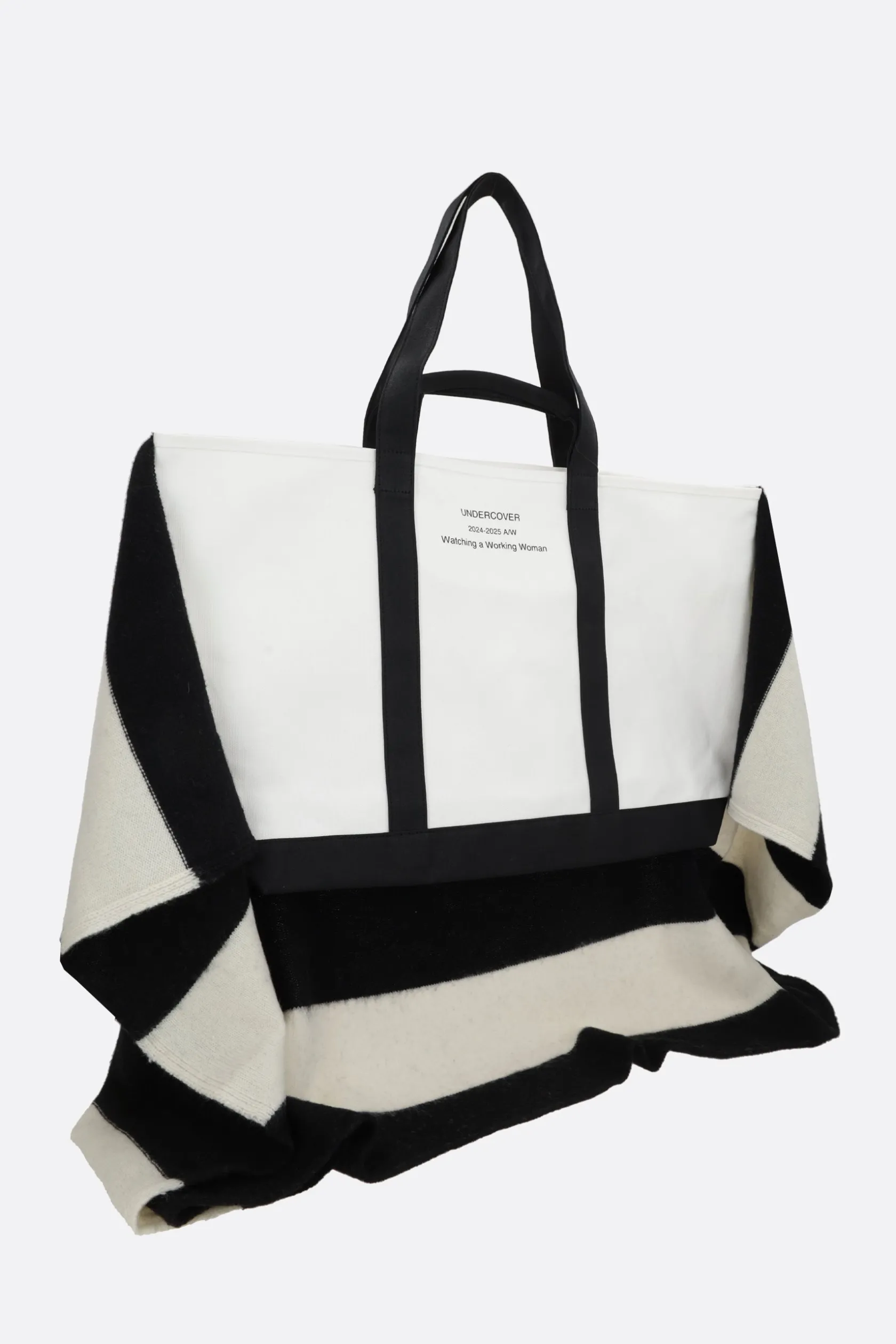Borse A Mano>UNDERCOVER borsa tote in canvas con inserto in maglia Nero