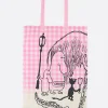 Borse A Mano>TAO COMME DES GARÇONS borsa tote in cotone check con stampa grafica Rosa