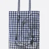 Borse A Mano>TAO COMME DES GARÇONS borsa tote in cotone check con stampa grafica Blu