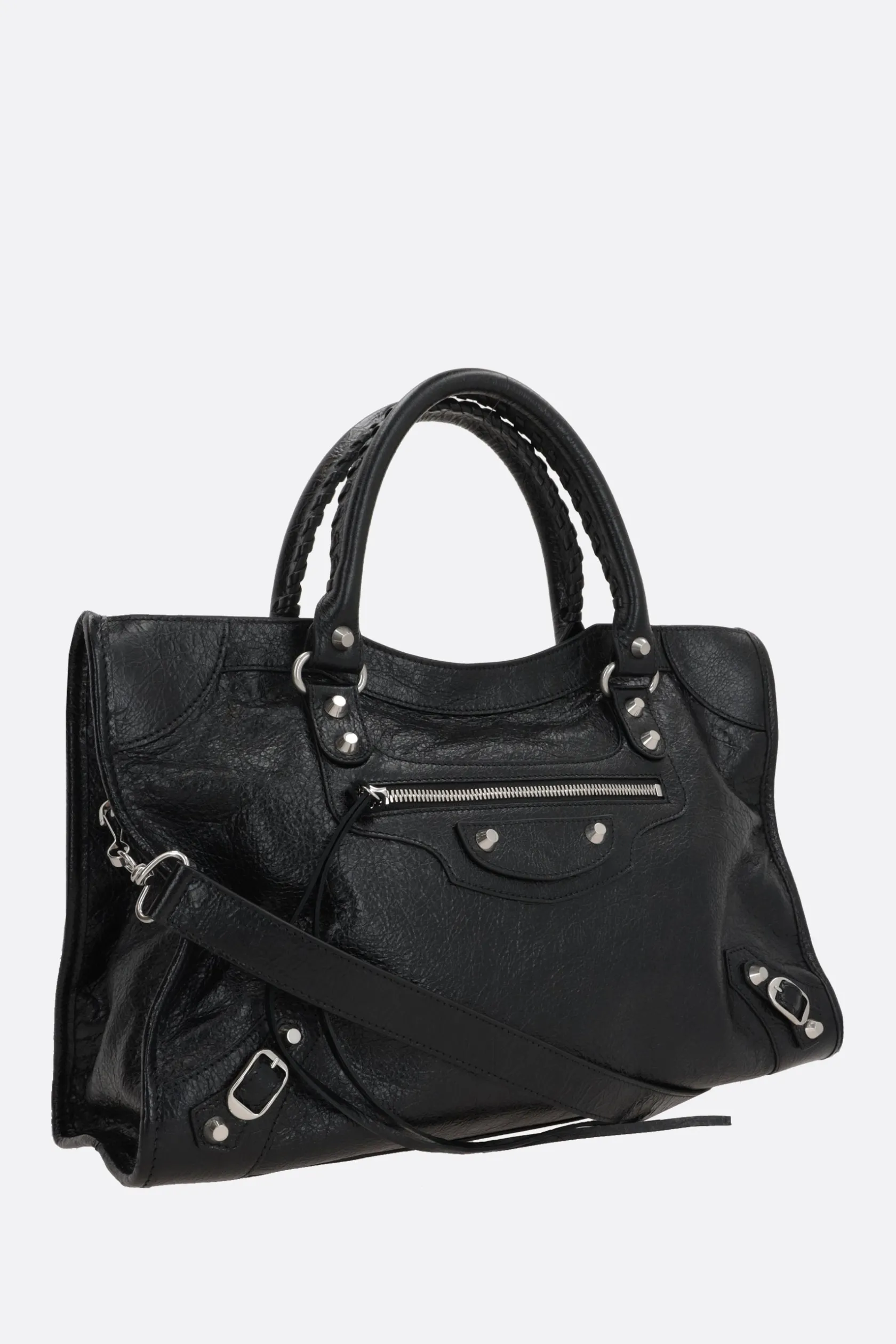 Borse A Mano>BALENCIAGA borsa tote Le City media in pelle Arena Nero
