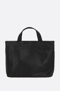 Borse A Mano>DISCORD YOHJI YAMAMOTO borsa tote mini in pelle martellata Nero