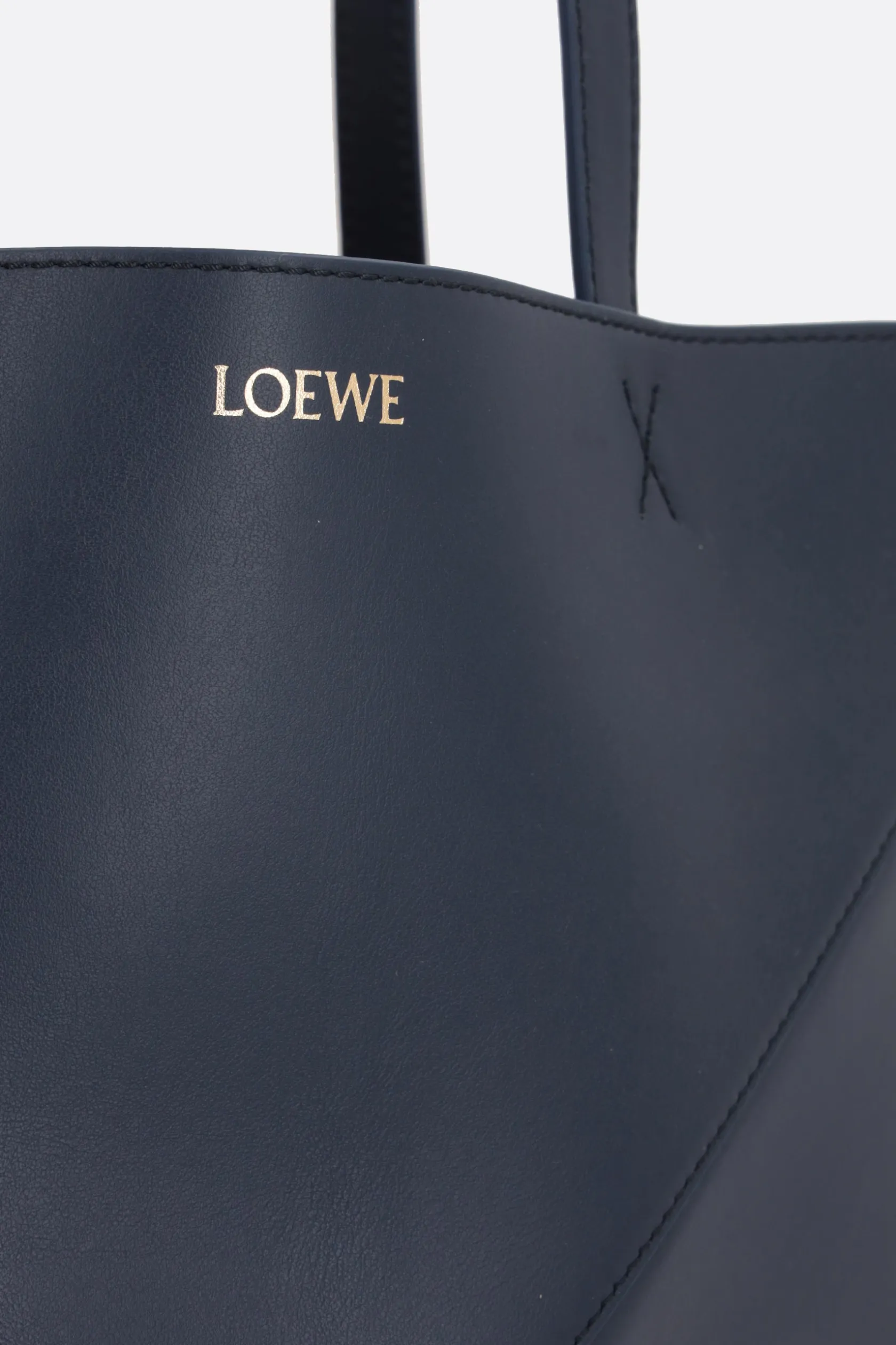 Borse A Mano>LOEWE borsa tote Puzzle Fold media in pelle liscia Blu