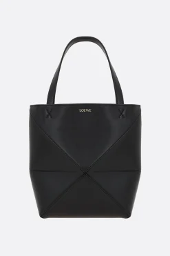 Borse A Mano>LOEWE borsa tote Puzzle Fold mini in pelle liscia Nero