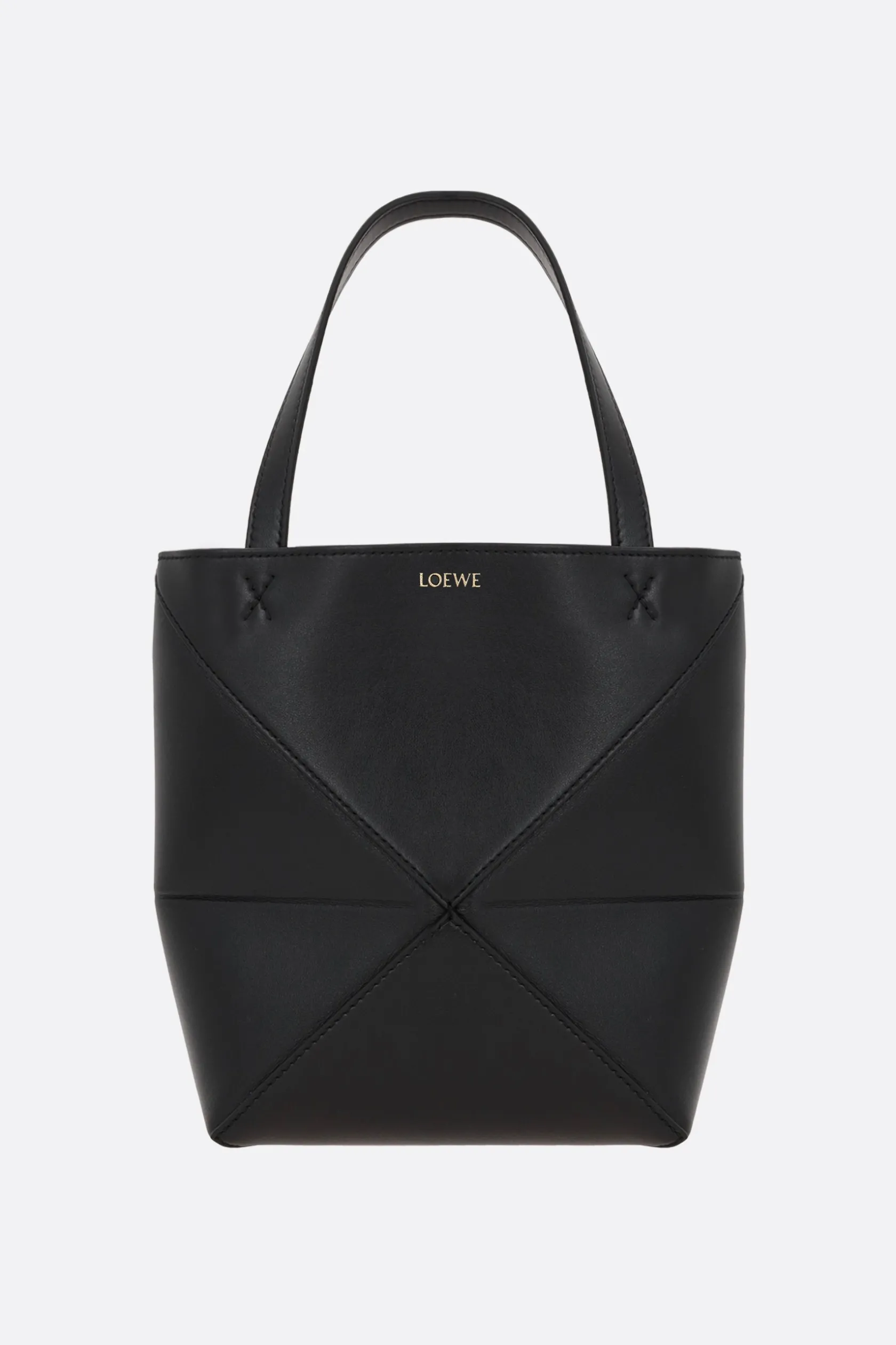 Borse A Mano>LOEWE borsa tote Puzzle Fold mini in pelle liscia Nero