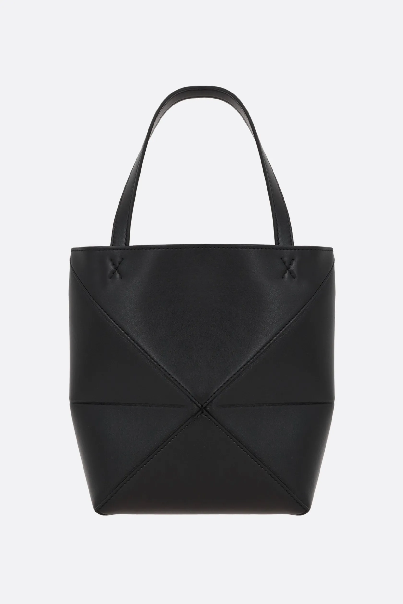Borse A Mano>LOEWE borsa tote Puzzle Fold mini in pelle liscia Nero