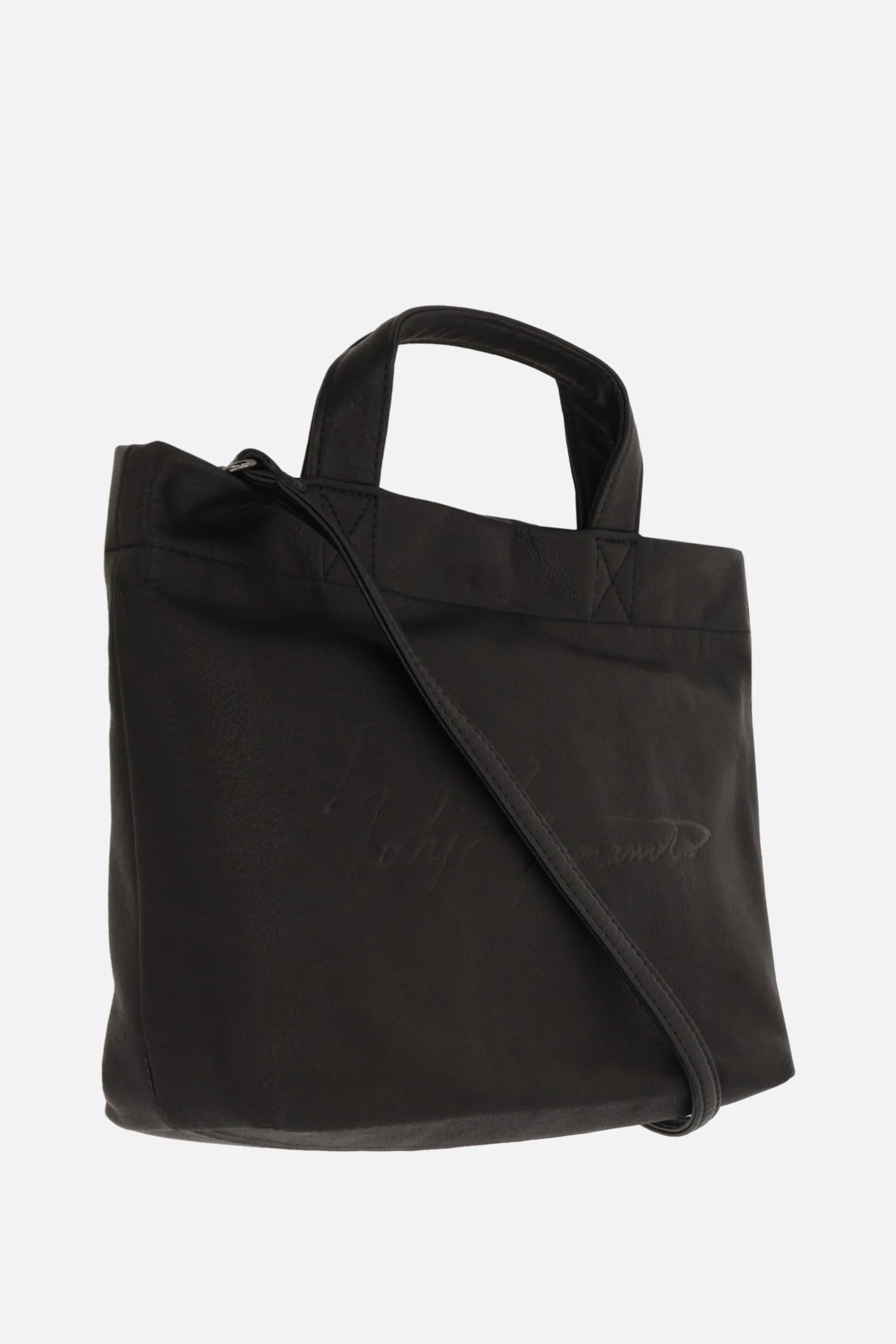 Borse A Mano>DISCORD YOHJI YAMAMOTO borsa tote Signature mini in pelle martellata Nero