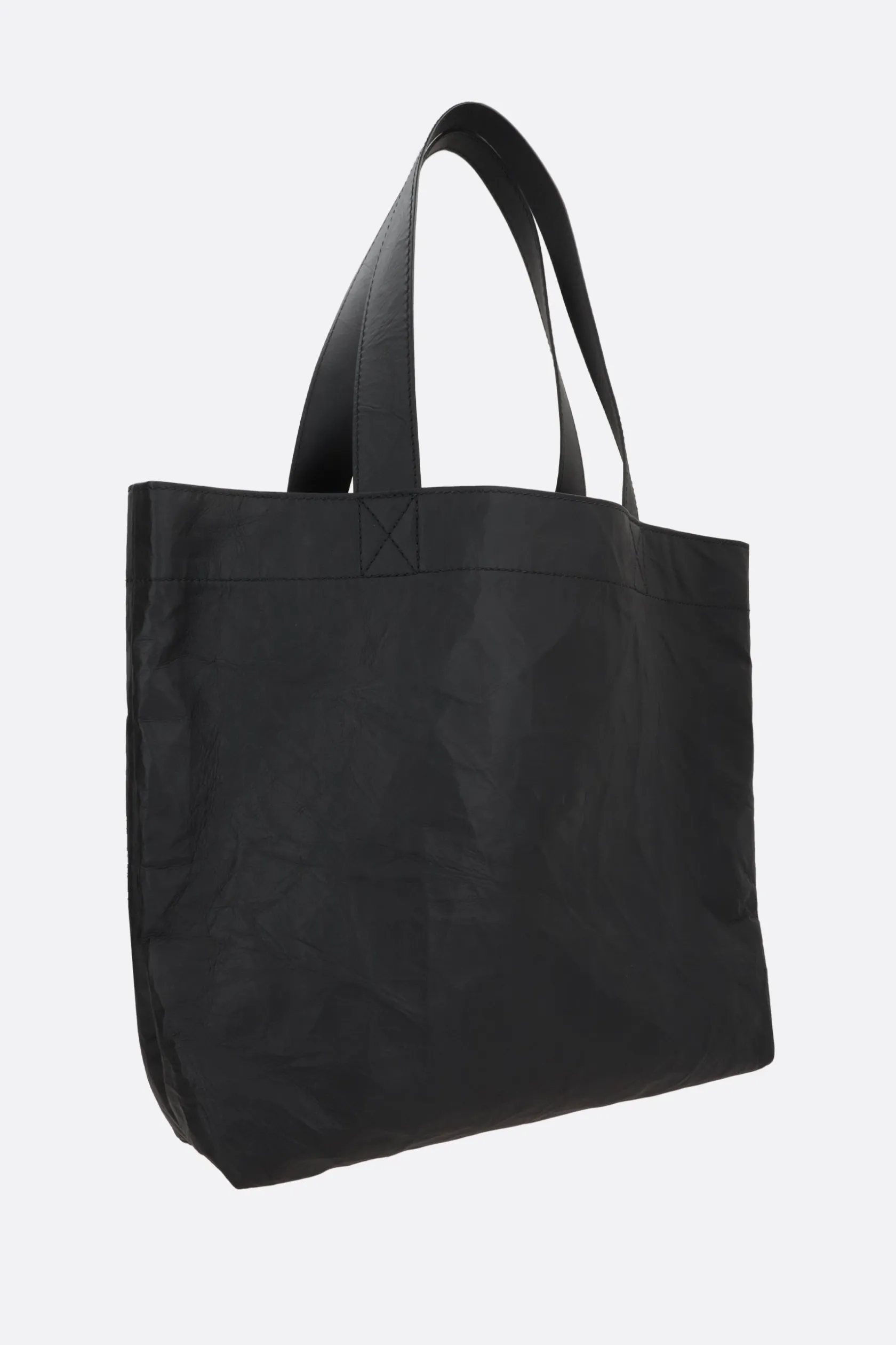 Borse A Mano>Y-3 borsa tote in pelle con pieghe Nero