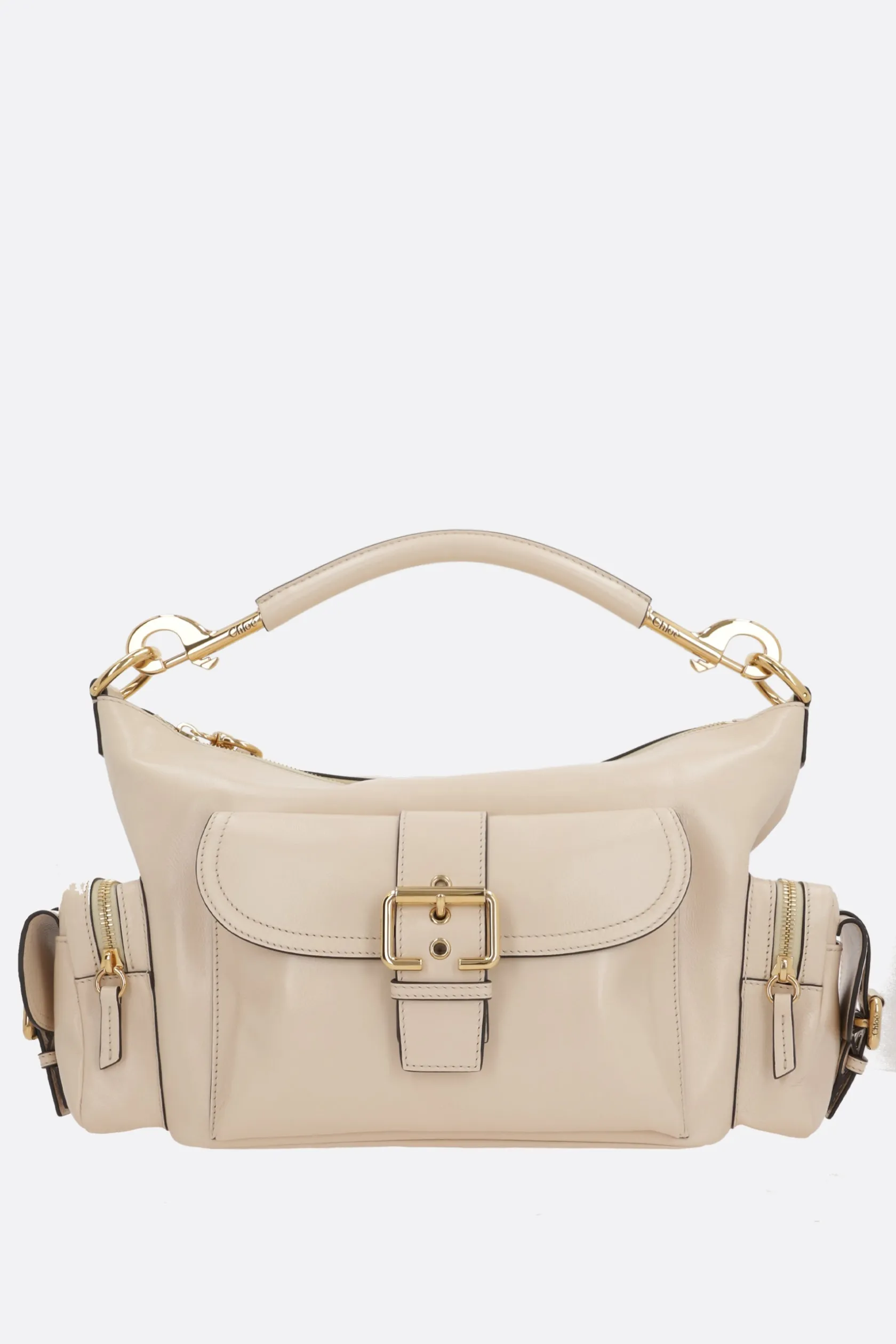 Borse A Tracolla>CHLOÉ Camera Bag media in pelle lucida Neutro