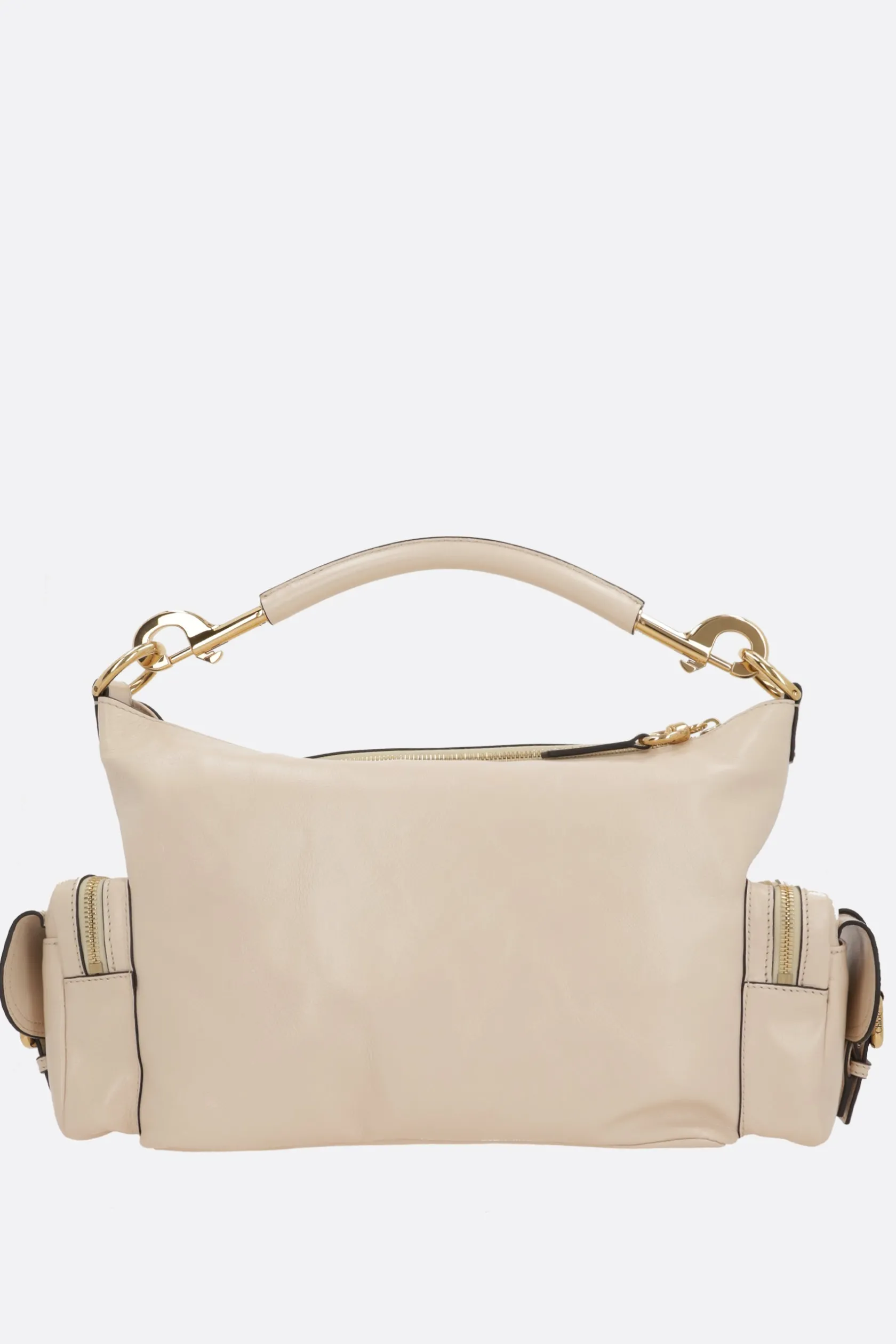 Borse A Tracolla>CHLOÉ Camera Bag media in pelle lucida Neutro