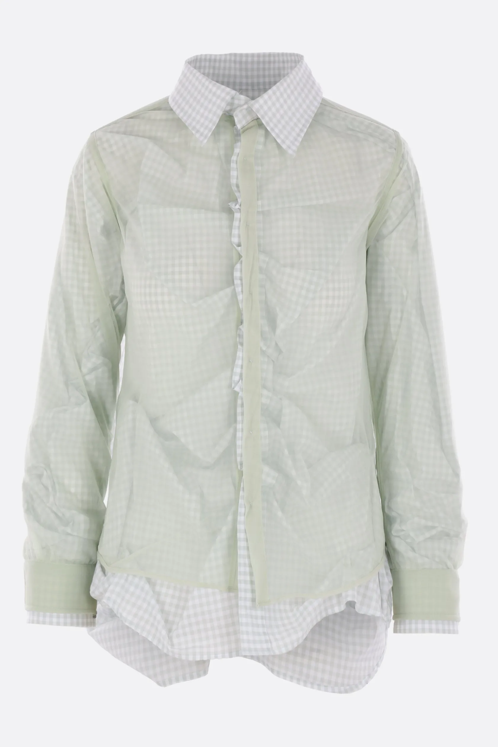 Topwear>MAISON MARGIELA camicia a doppio strato in cotone e organza Verde