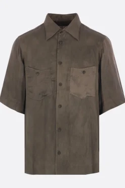Topwear>ZIGGY CHEN camicia a maniche corte in misto seta Grigio