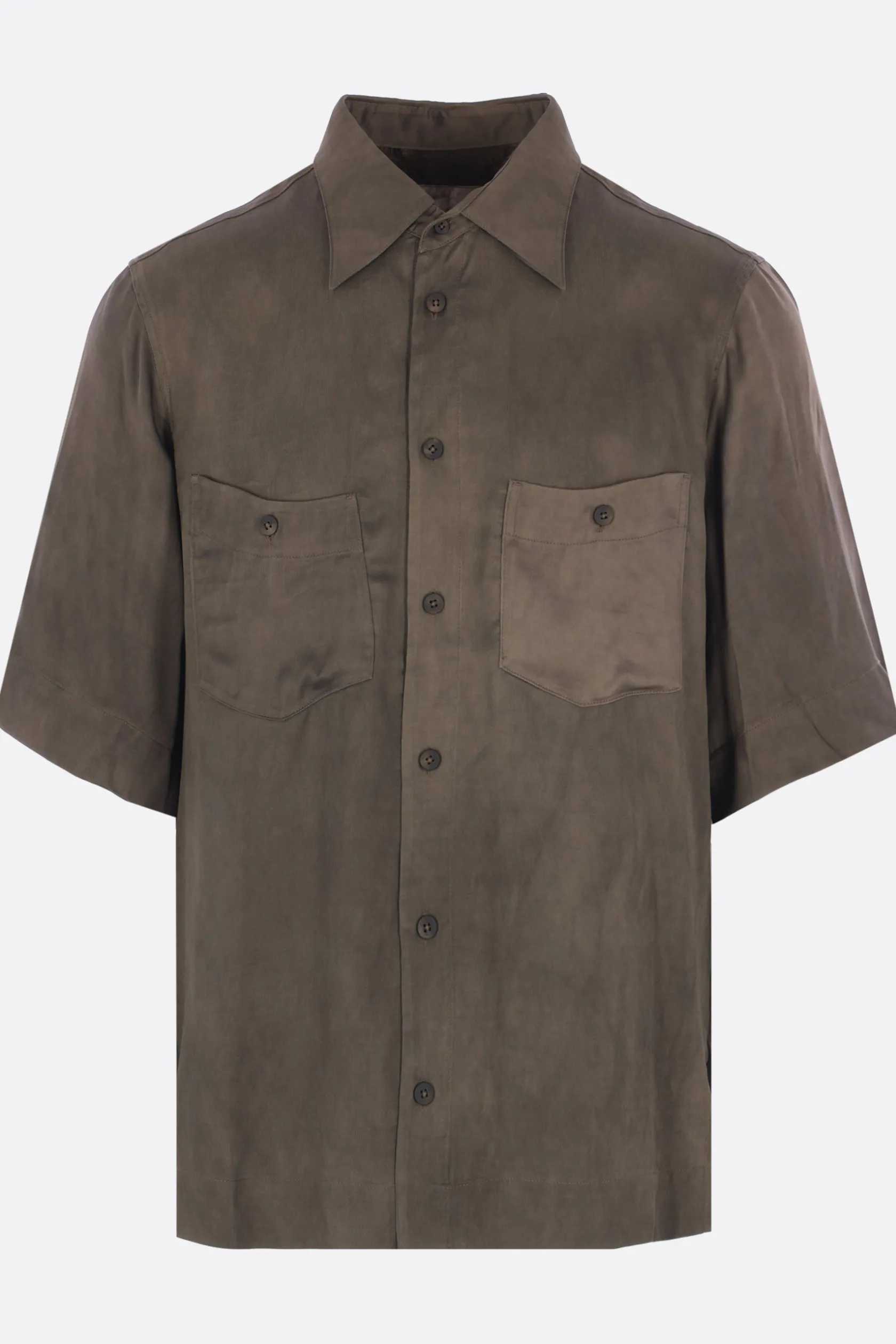 Topwear>ZIGGY CHEN camicia a maniche corte in misto seta Grigio