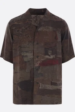 Topwear>ZIGGY CHEN camicia a maniche corte in seta stampa digitale Multicolor